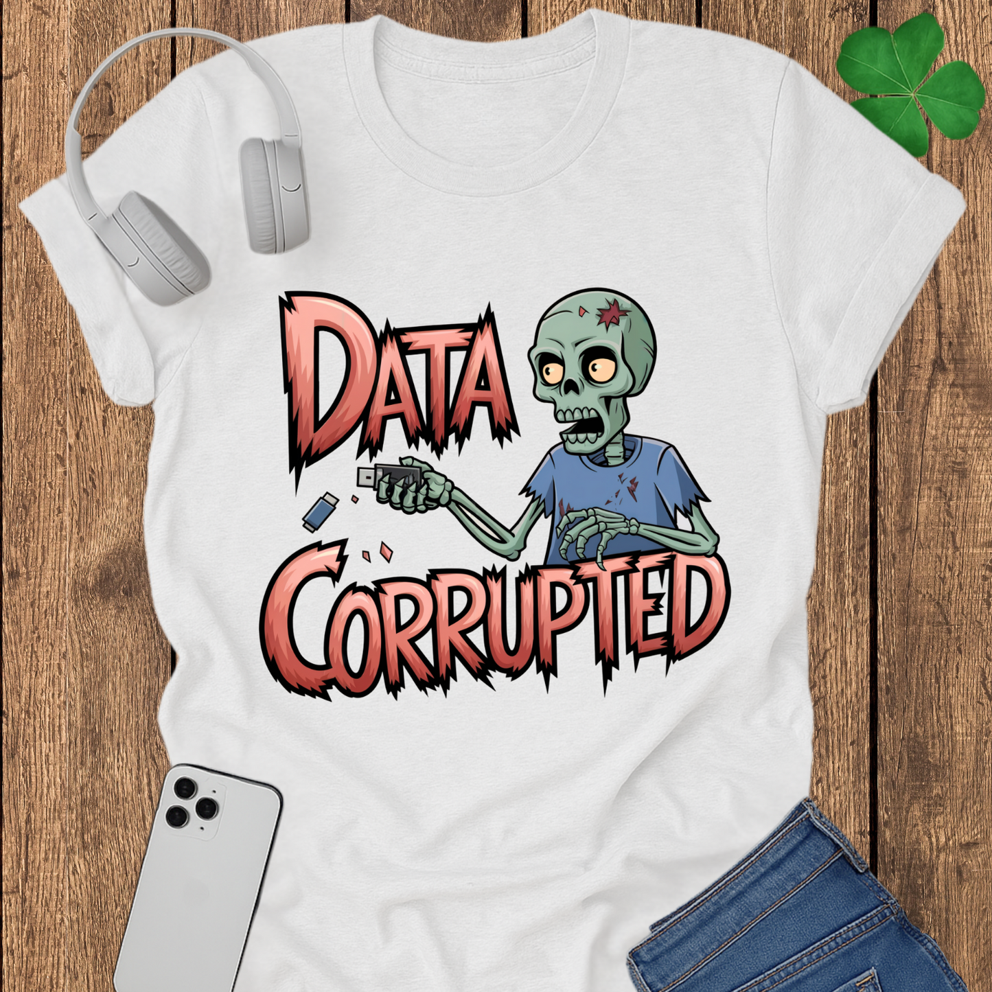 Data corrapted zombie T-shirt