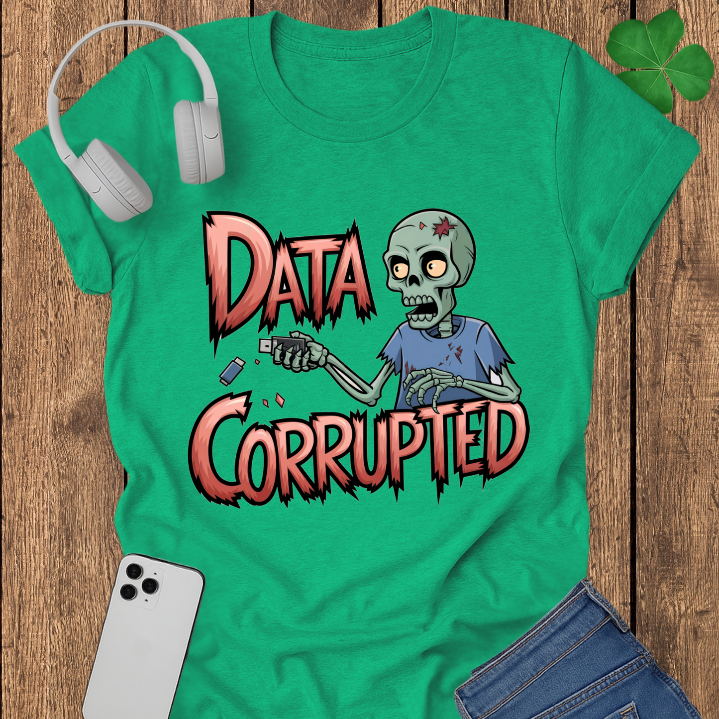 Data corrapted zombie T-shirt