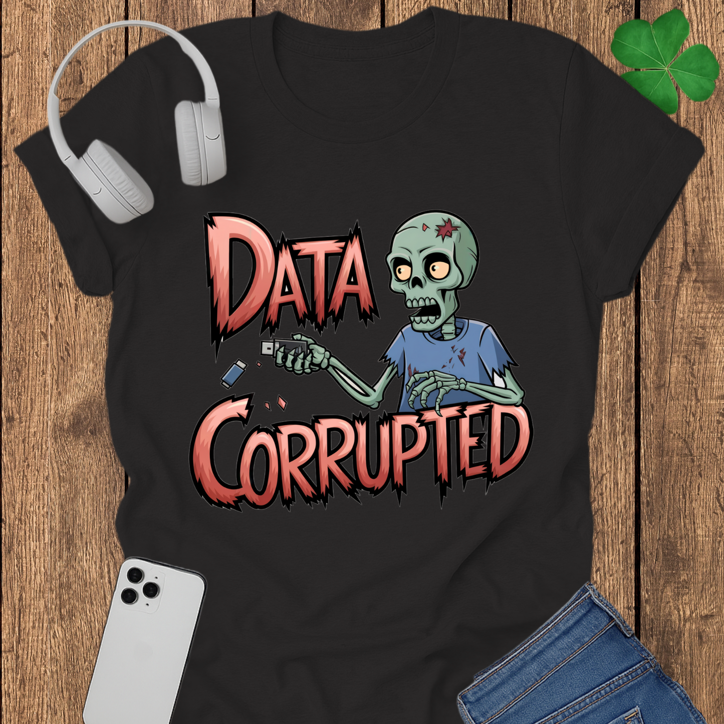 Data corrapted zombie T-shirt