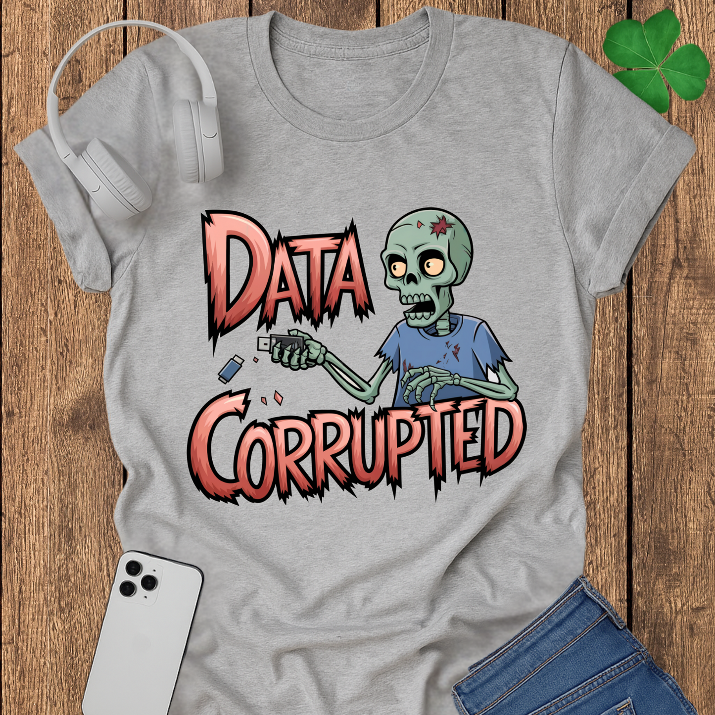 Data corrapted zombie T-shirt