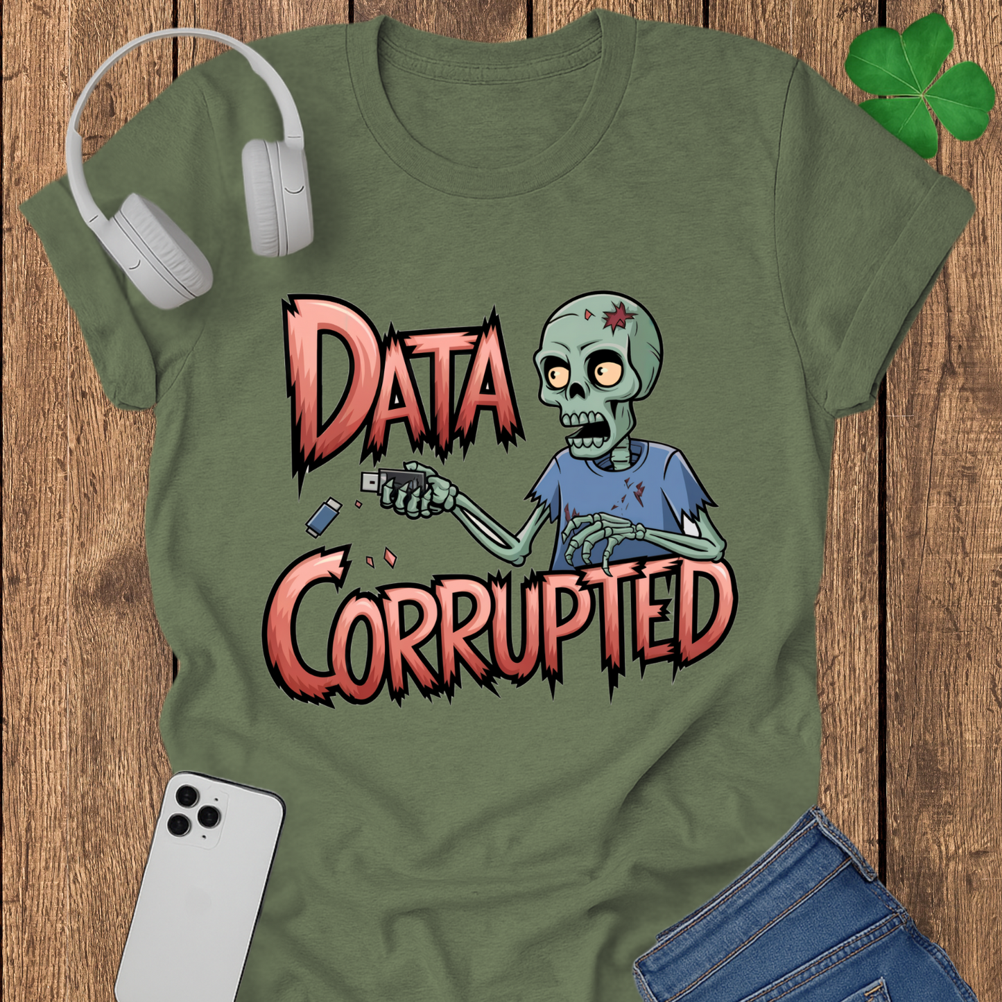 Data corrapted zombie T-shirt