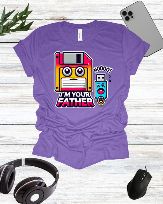 a purple shirt that says, i'm your father