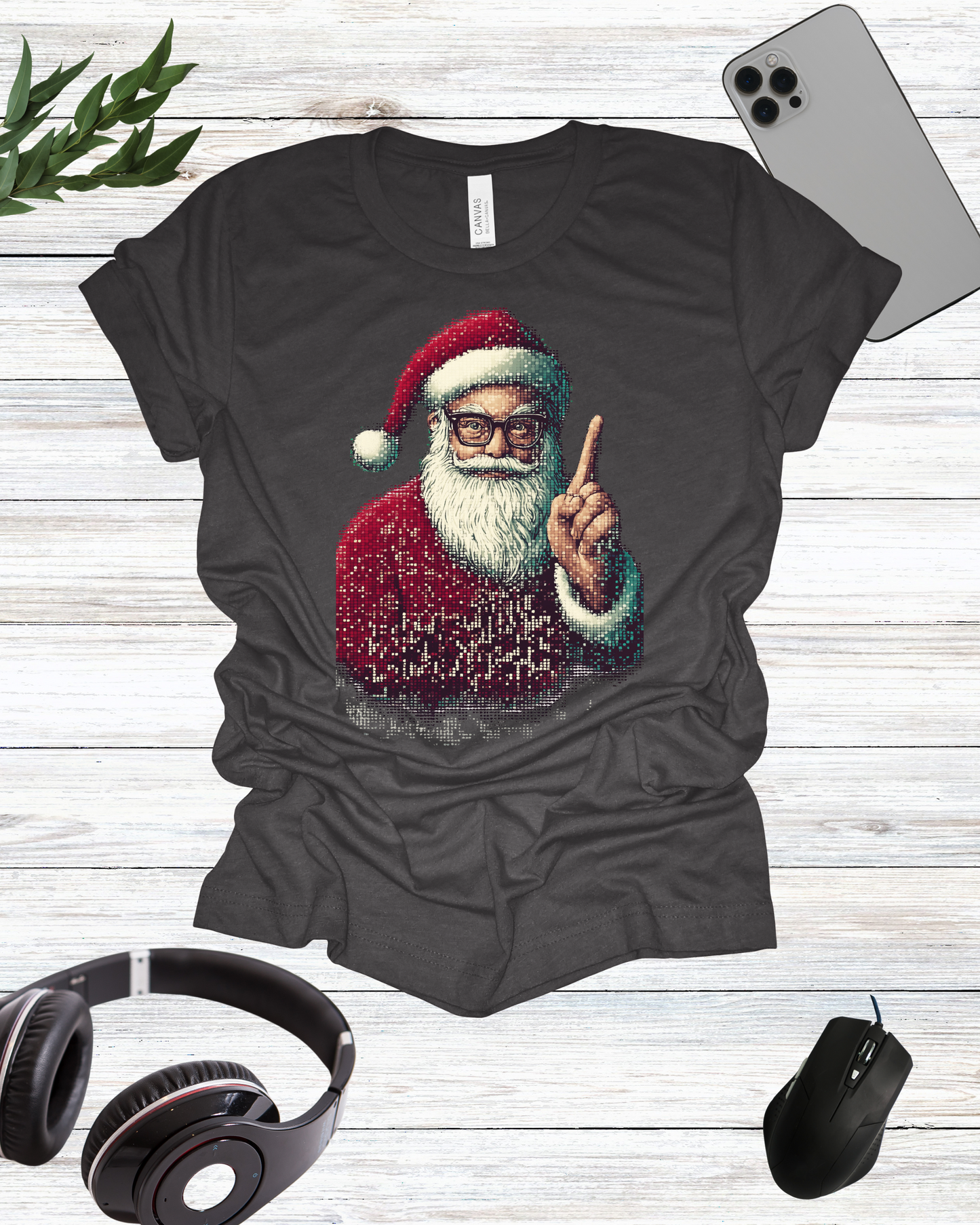 a t - shirt with an image of a santa clause on it