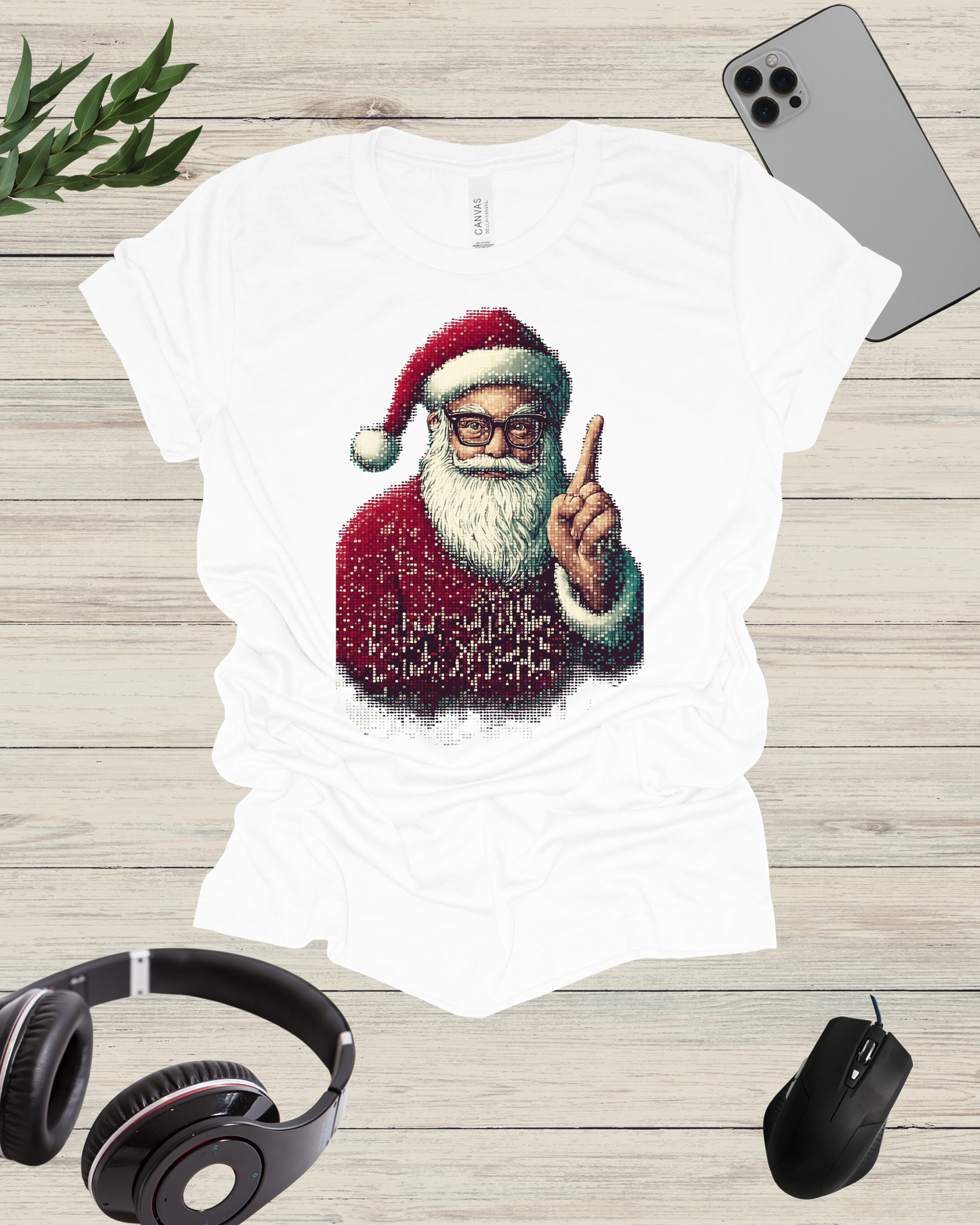 a t - shirt with a picture of a santa clause on it