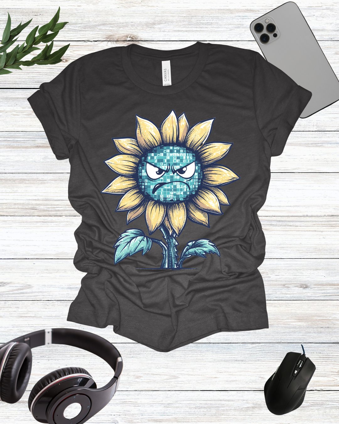 Binary Angry Flower T-Shirt