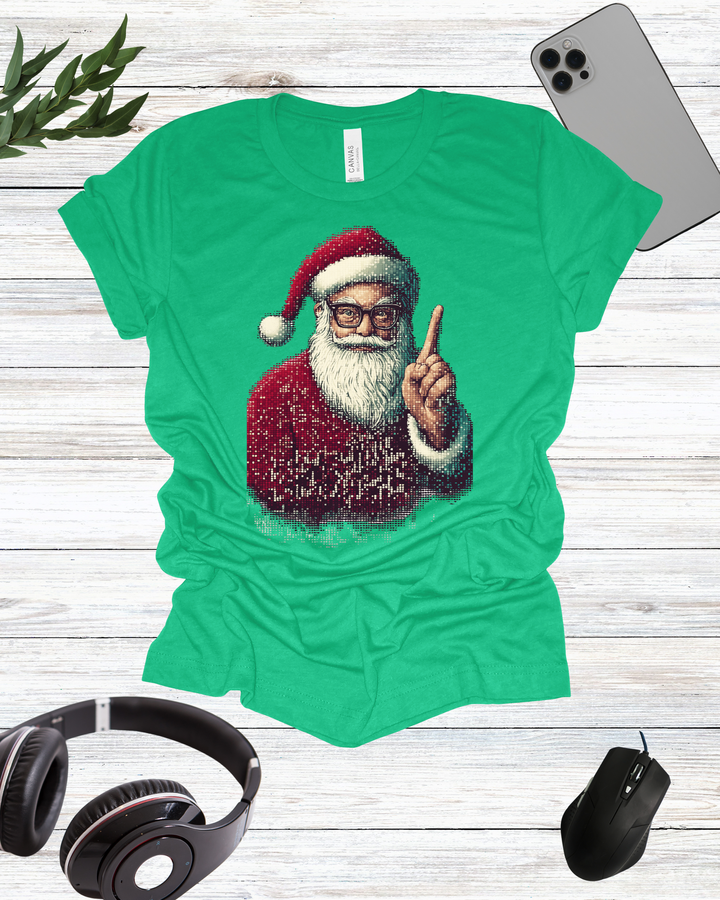 a t - shirt with a picture of a santa clause on it