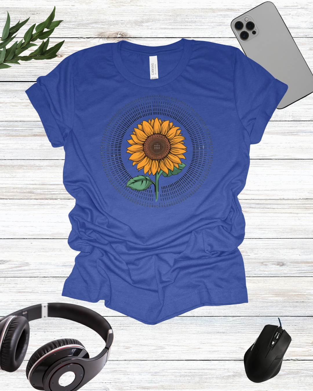 binary circle sunflower T-shirt