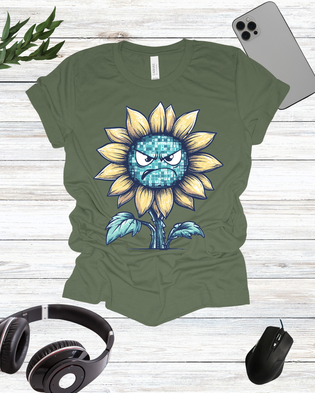 Binary Angry Flower T-Shirt