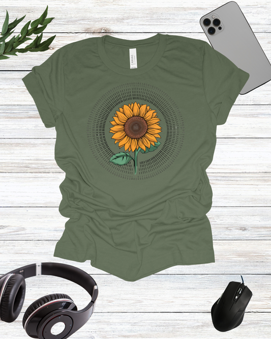 binary circle sunflower T-shirt