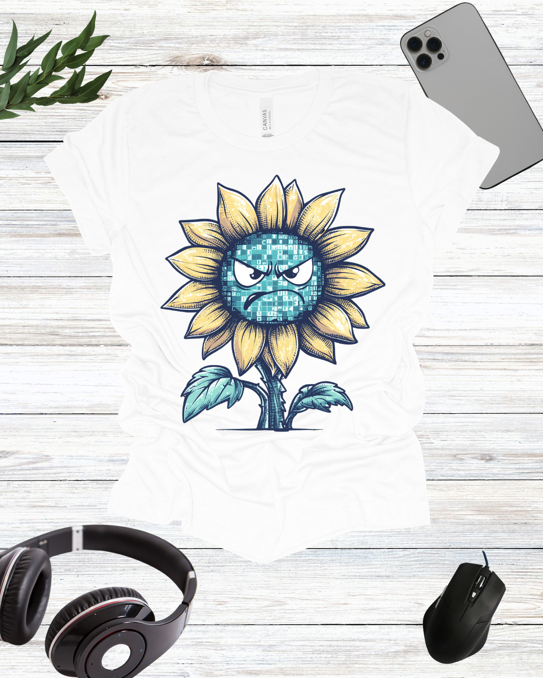 Binary Angry Flower T-Shirt